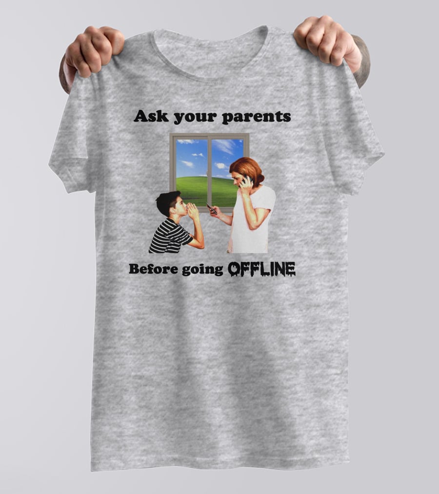 Ask Your Parents Before Going Offline Retro Technology Humor Scene T-Shirt