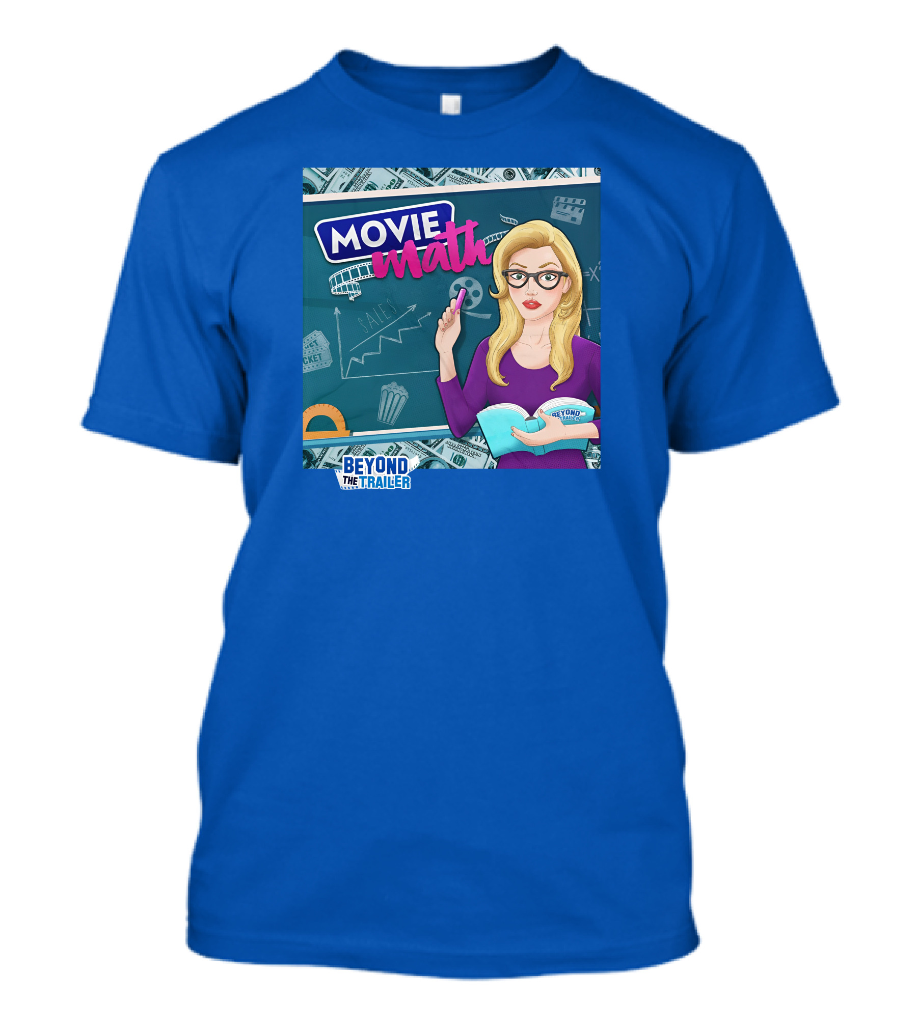 Beyond The Trailer Movie Math Insights With Blonde Woman Holding Book And Remote T-Shirt