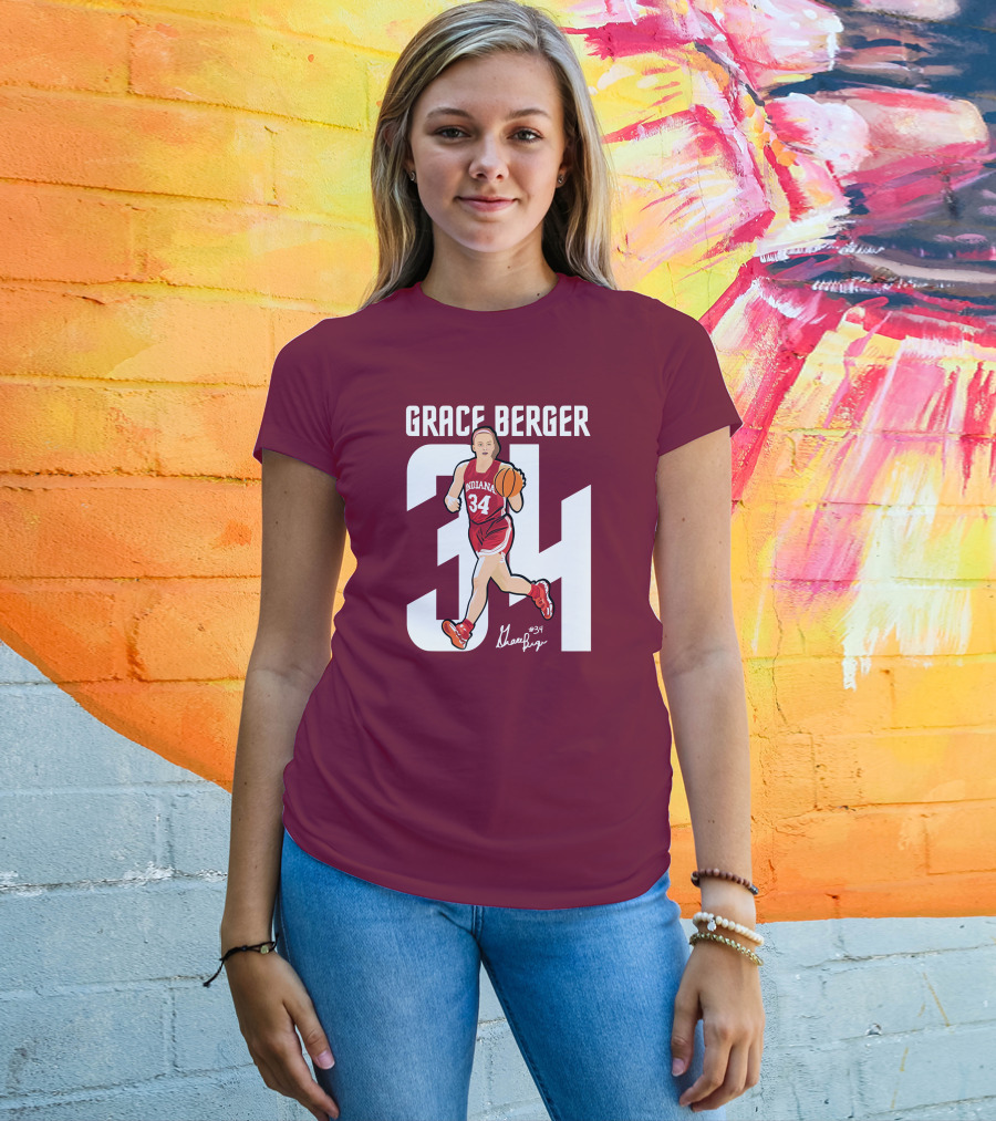 Grace Berger Indiana Basketball 34 Signature Player T-Shirt