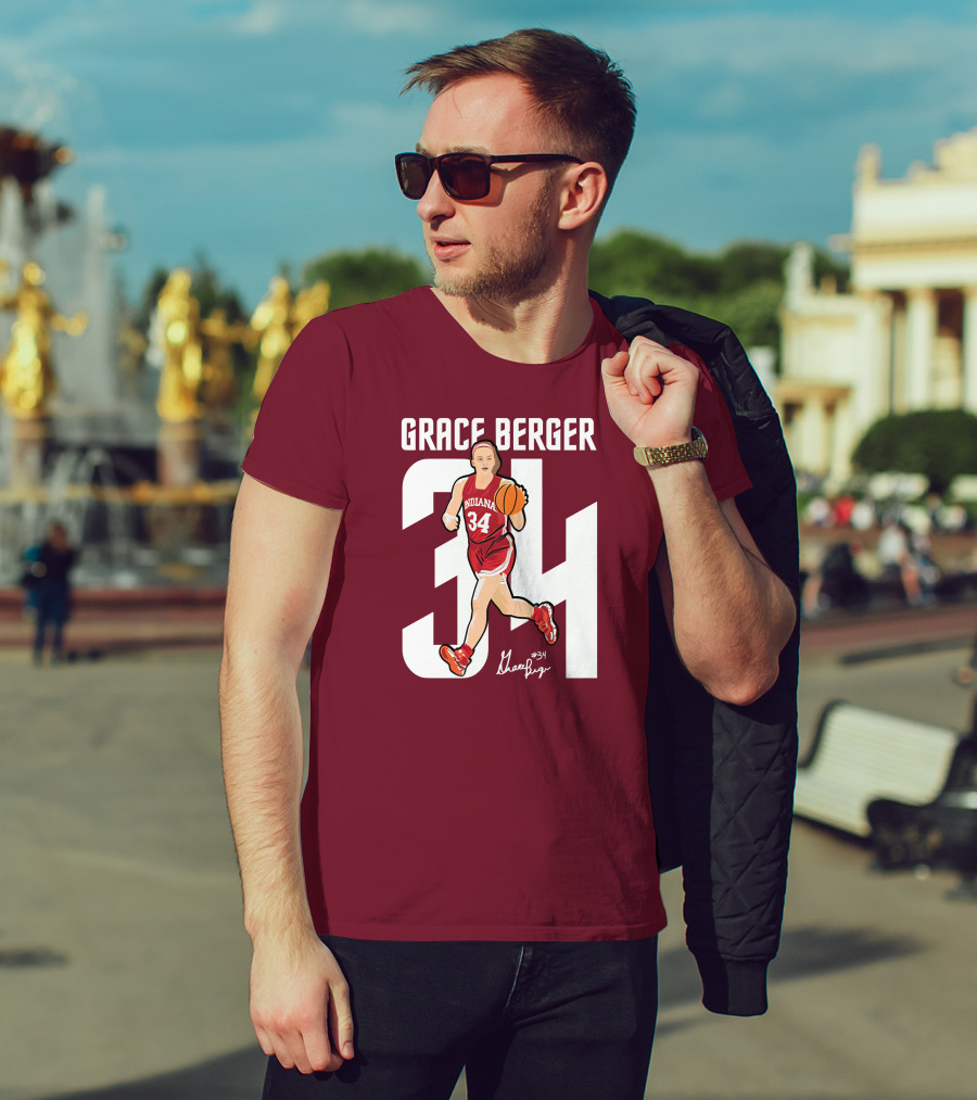 Grace Berger Indiana Basketball 34 Signature Player T-Shirt