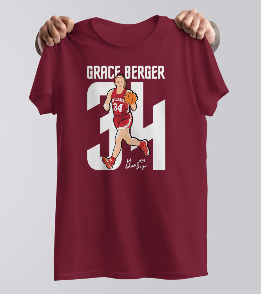 Grace Berger Indiana Basketball 34 Signature Player T-Shirt