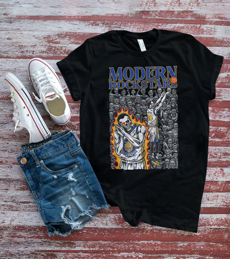 MODERN ROCKSTARS Basketball Flames And Skulls T-Shirt