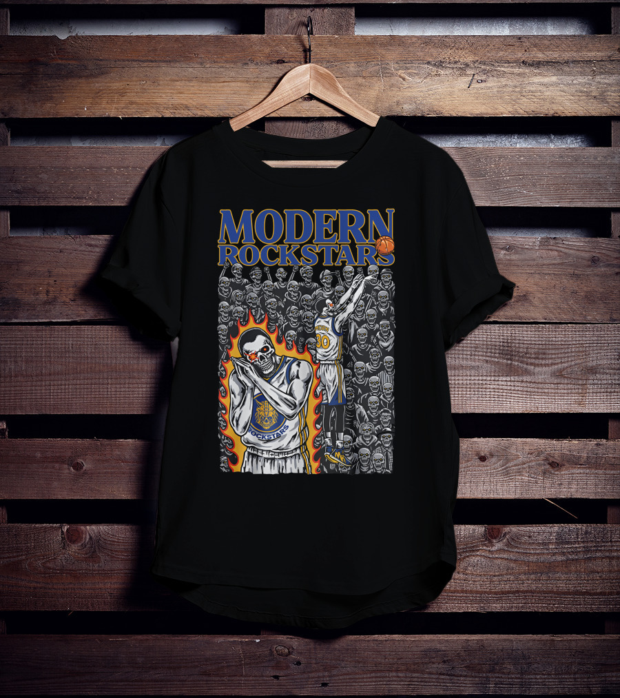MODERN ROCKSTARS Basketball Flames And Skulls T-Shirt