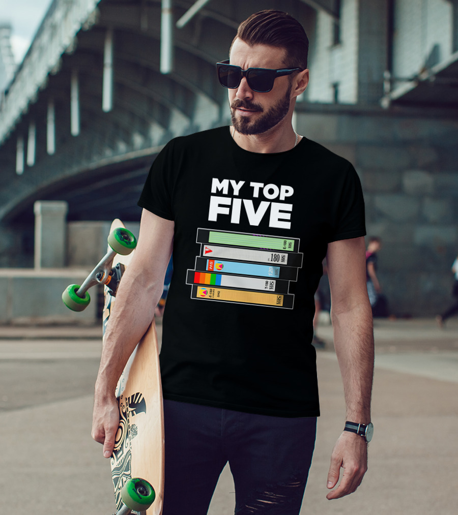 My Top Five VHS Tapes Stacked Retro Collection T-Shirt