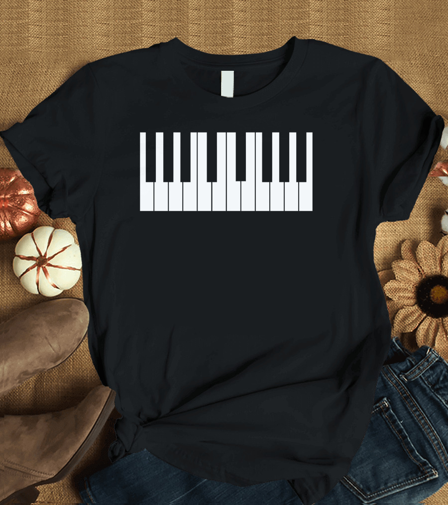 Threatening Black And White Cursed Piano Notation T-Shirt