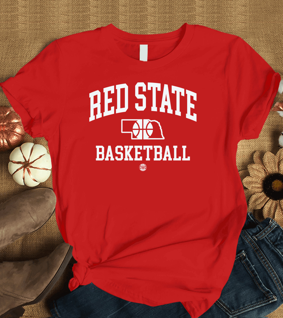 Red State Basketball Nebraska Outline Bbbprinting T-Shirt