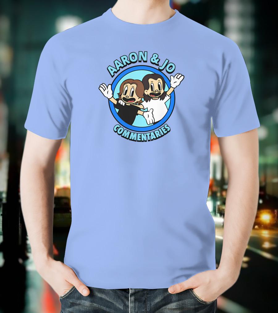 Crowdmade Aaron And Jo Commentaries Cartoon Style Blue Circle T-Shirt