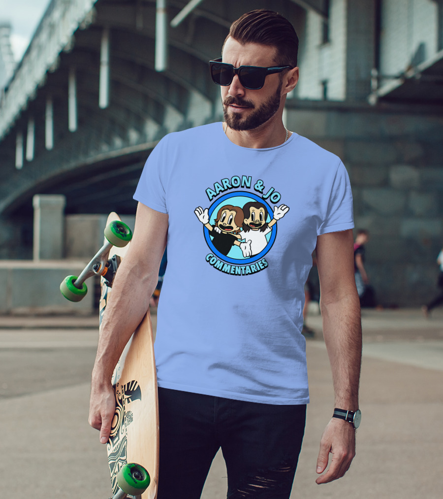 Crowdmade Aaron And Jo Commentaries Cartoon Style Blue Circle T-Shirt
