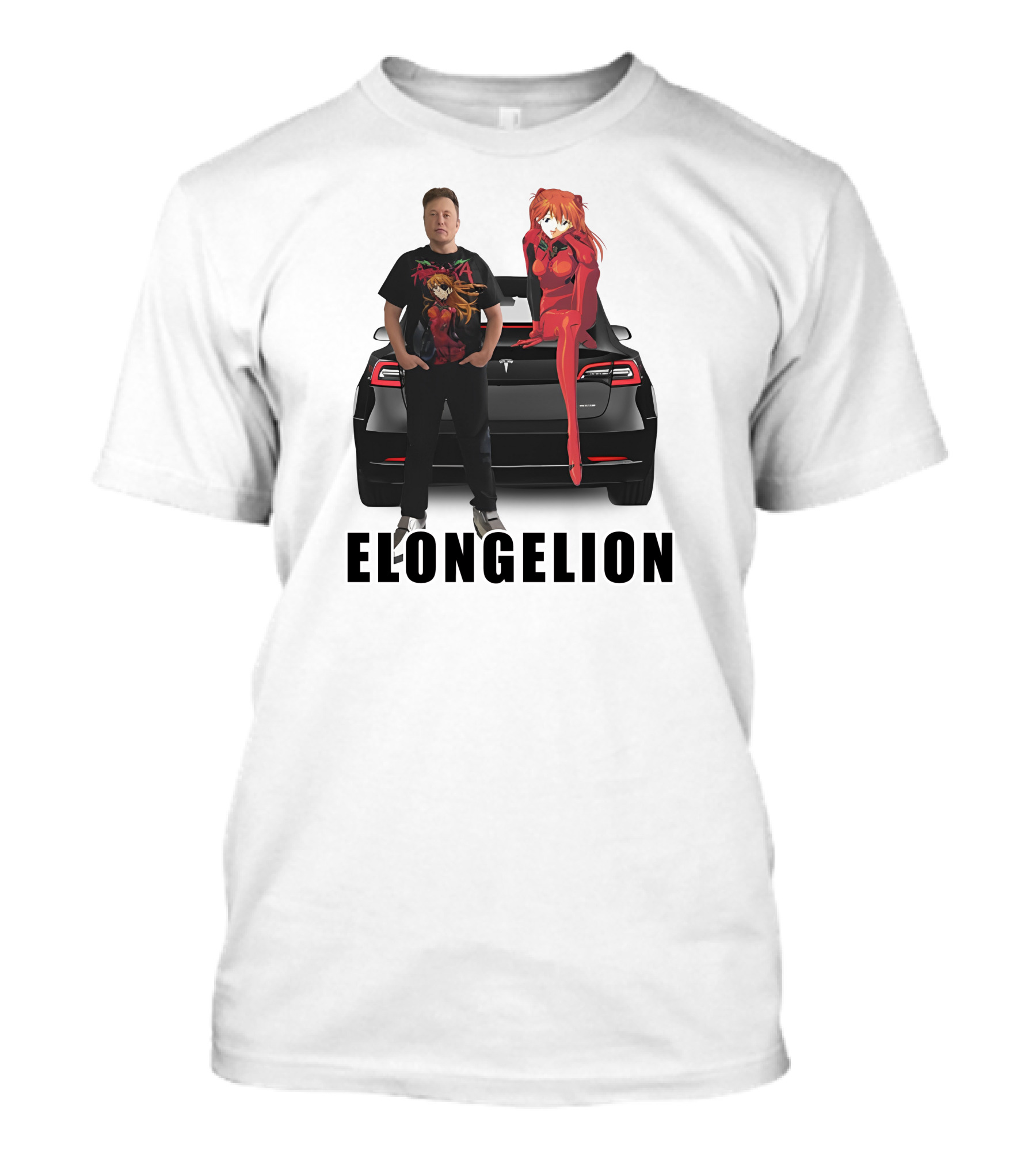 Goofyahhtees Elongelion Tesla Anime Fusion T-Shirt