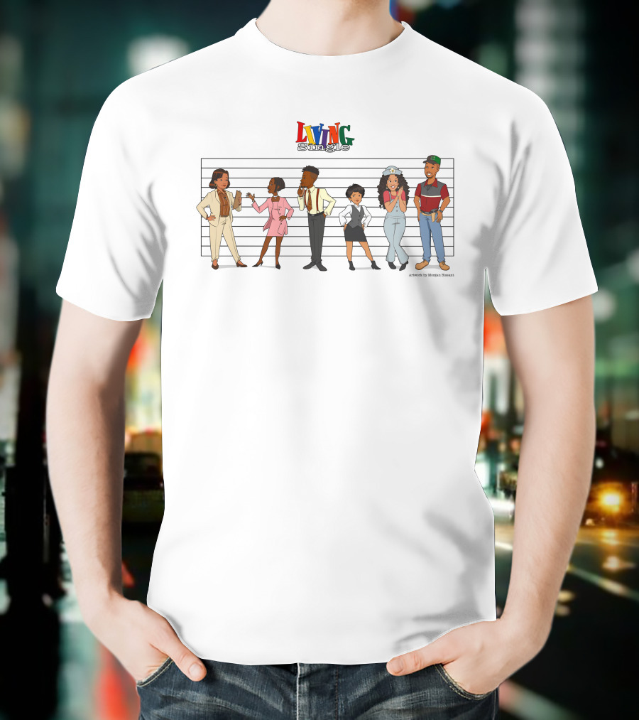 Living Single Character Lineup By Morgan Bissant T-Shirt