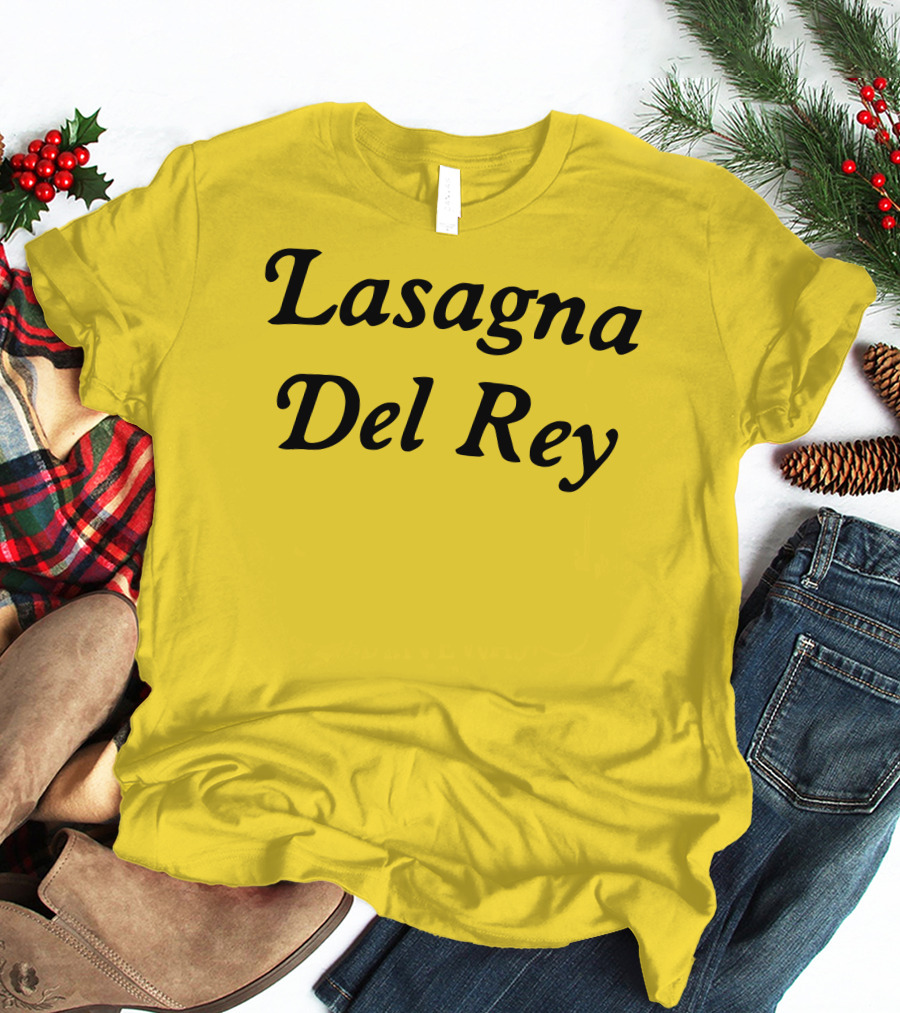 Lasagna Del Rey Yellow Block Text T-Shirt