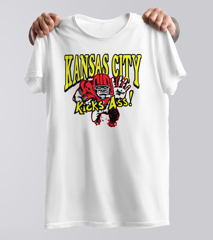 Kansas City Kicks Ass Red Football Player T-Shirt