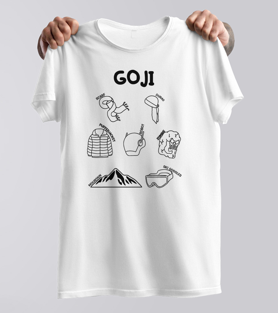 GOJI O'scarf Durag Puffer Jacket Robot Zombie Mountain Ski Googles T-Shirt