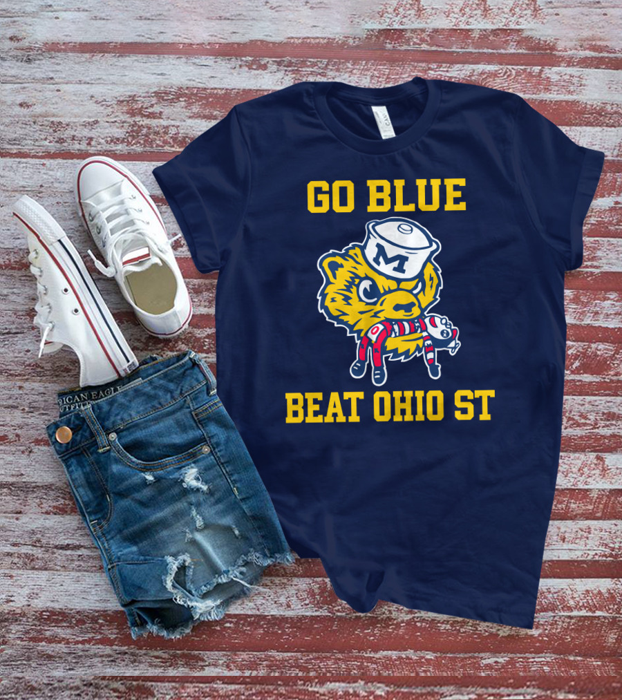 Go Blue Beat Ohio St Michigan Wolverine Victory Mascot Showdown T-Shirt