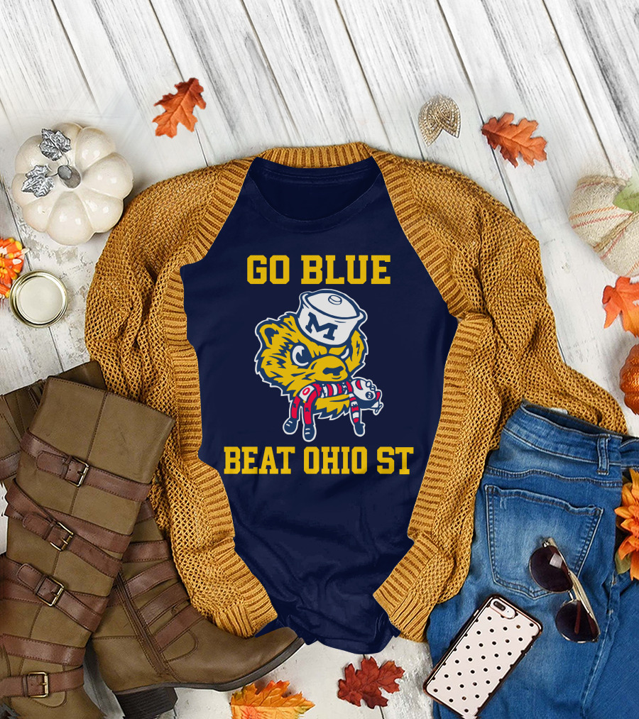 Go Blue Beat Ohio St Michigan Wolverine Victory Mascot Showdown T-Shirt