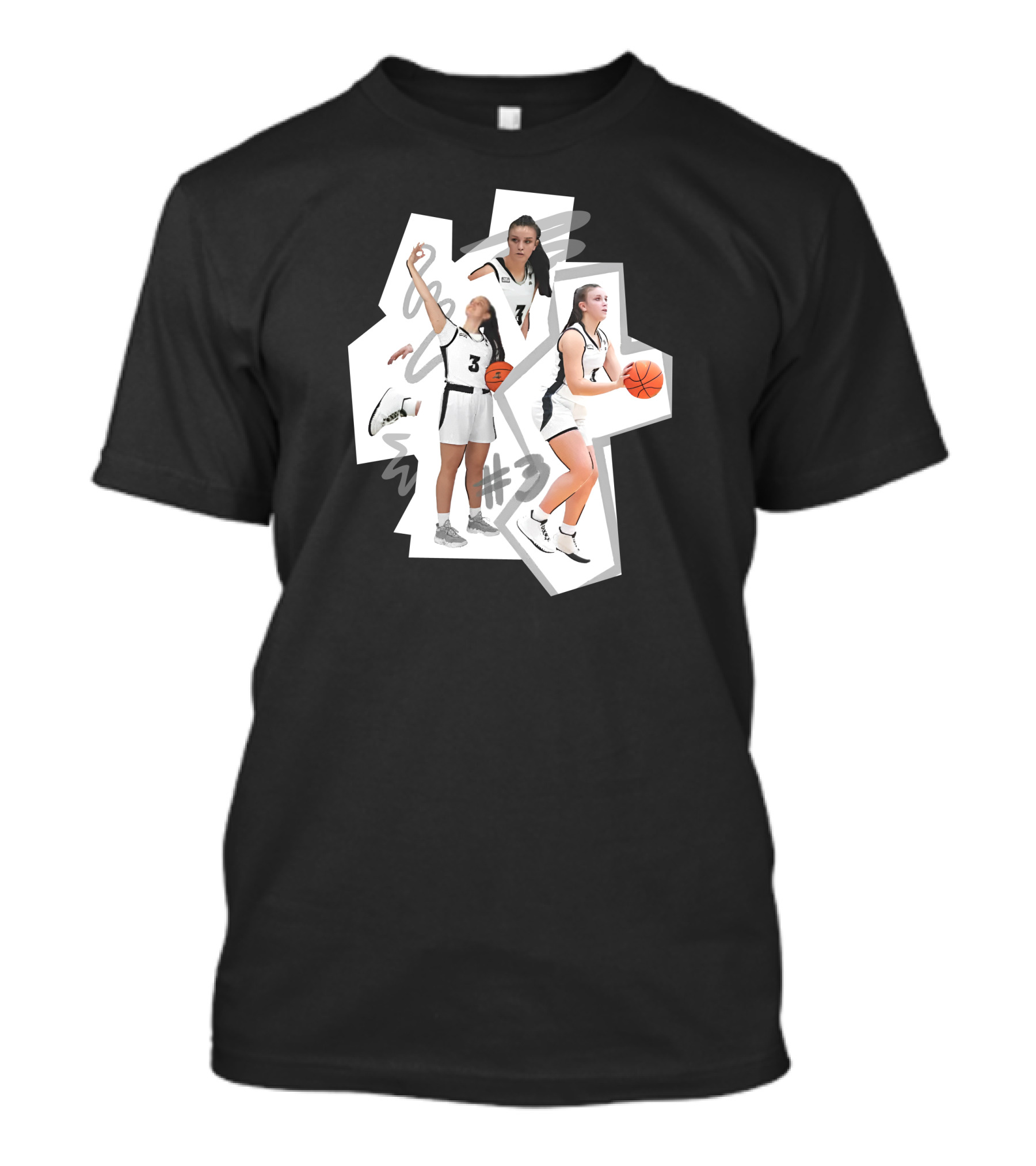 Kevin Huerter Wearing Meghan Huerter #3 Basketball Collage T-Shirt