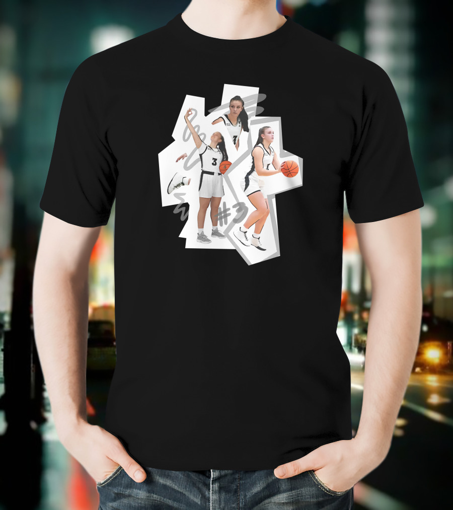 Kevin Huerter Wearing Meghan Huerter #3 Basketball Collage T-Shirt