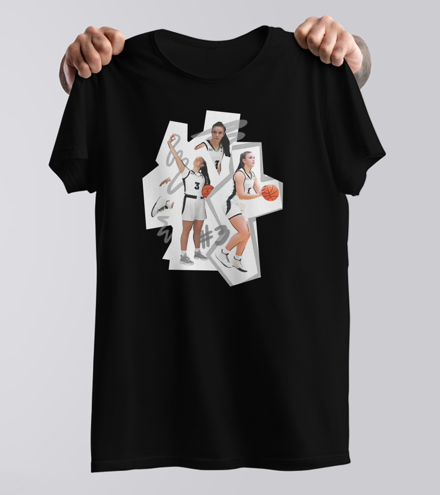 Kevin Huerter Wearing Meghan Huerter #3 Basketball Collage T-Shirt