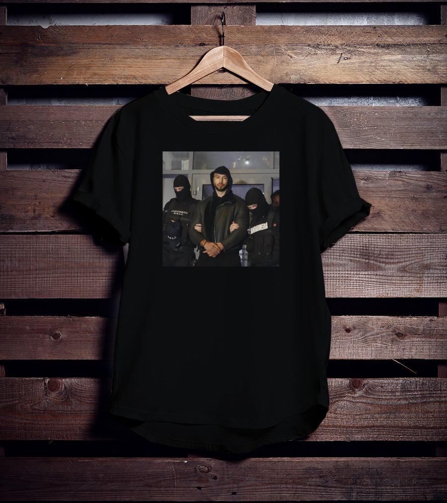 Wearable Clothing Merch Andrew Tate Arrest Police Security Black Jackets T-Shirt