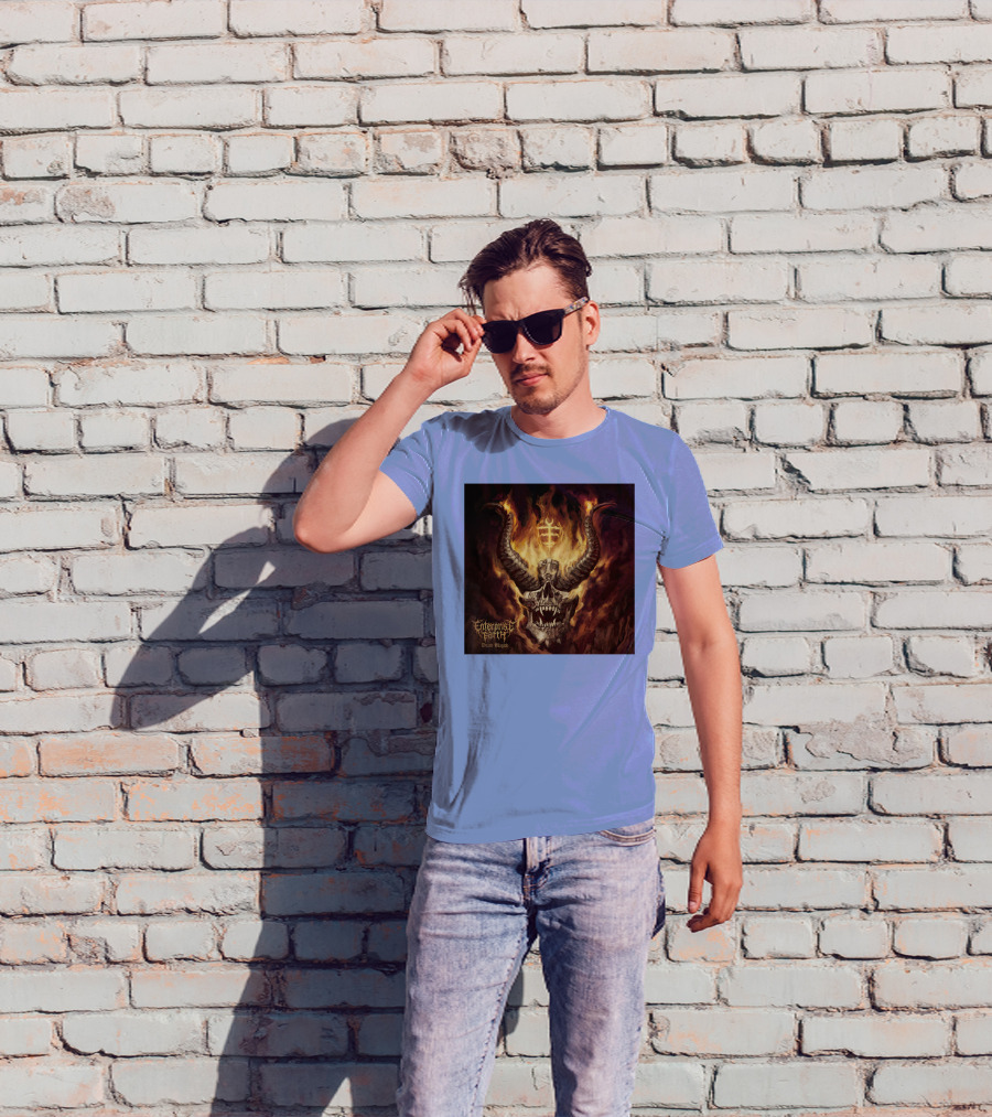 Enterprise Earth Death Magick Fiery Horned Skull T-Shirt