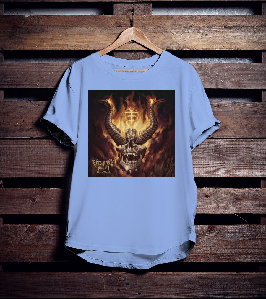 Enterprise Earth Death Magick Fiery Horned Skull T-Shirt