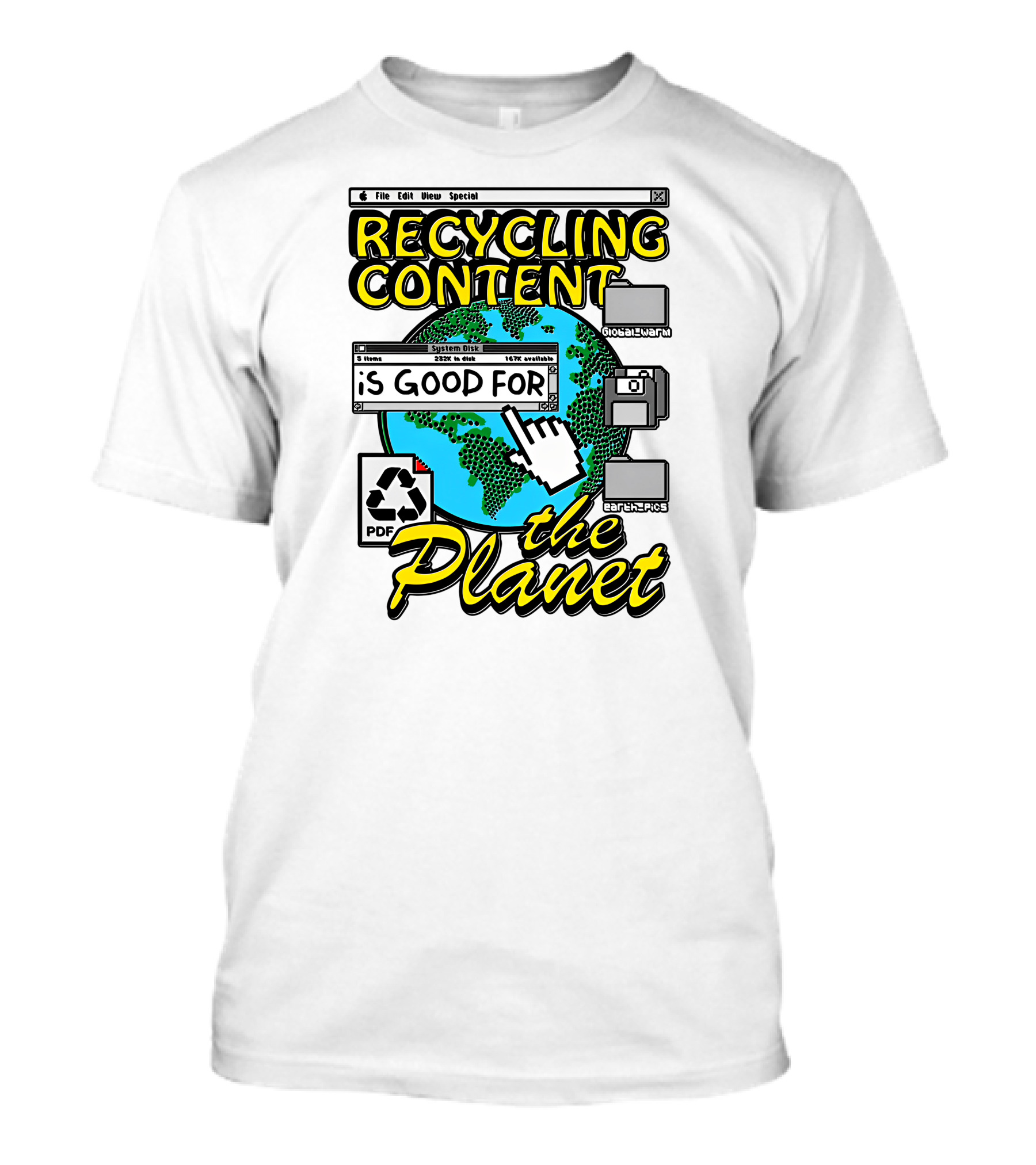 Recycling Content System Disk PDF Global Warm Earth Pics The Planet T-Shirt
