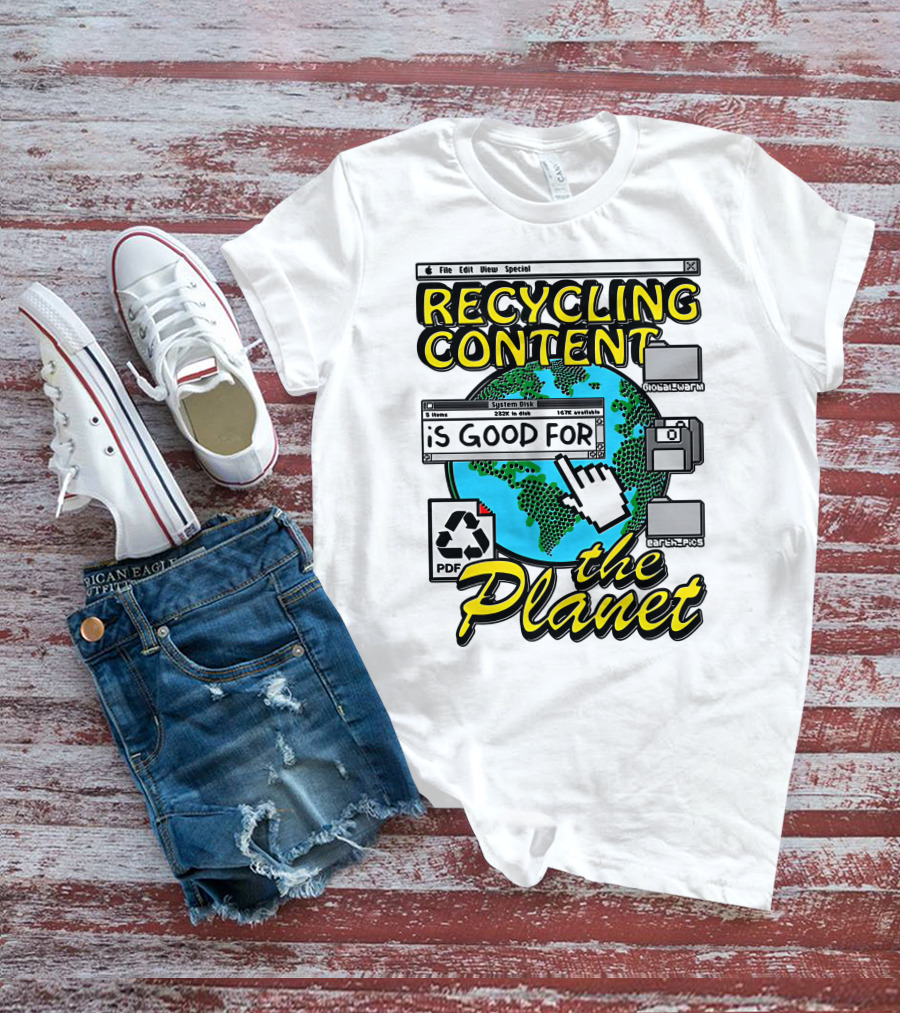 Recycling Content System Disk PDF Global Warm Earth Pics The Planet T-Shirt