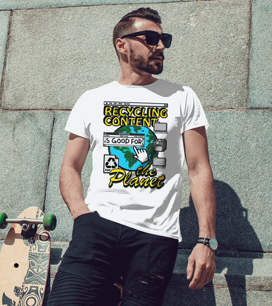 Recycling Content System Disk PDF Global Warm Earth Pics The Planet T-Shirt