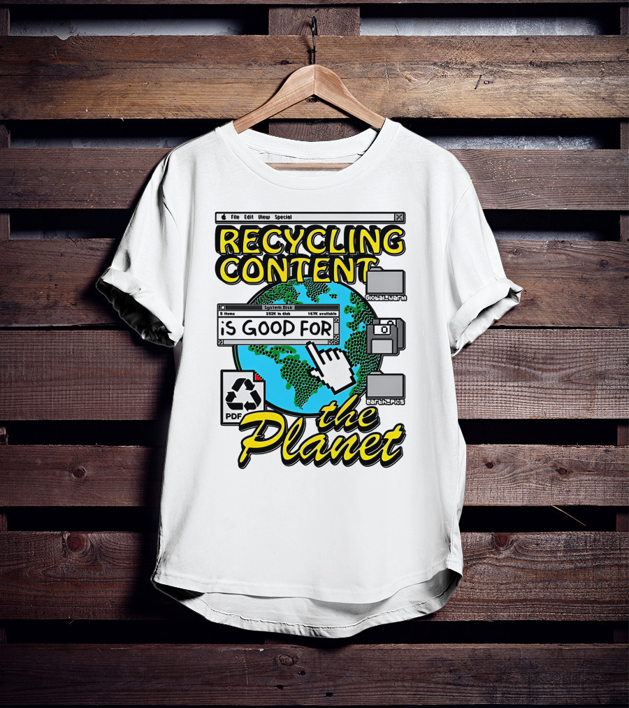 Recycling Content System Disk PDF Global Warm Earth Pics The Planet T-Shirt