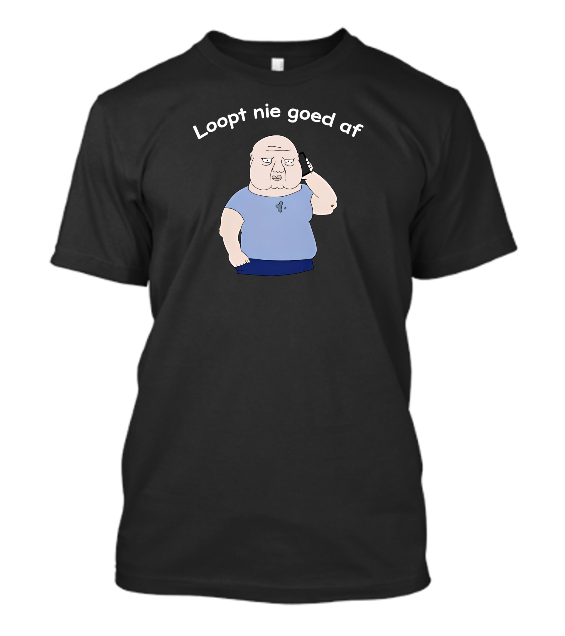 Roddelpraat Merch Loopt Nie Goed Af Character On Phone T-Shirt