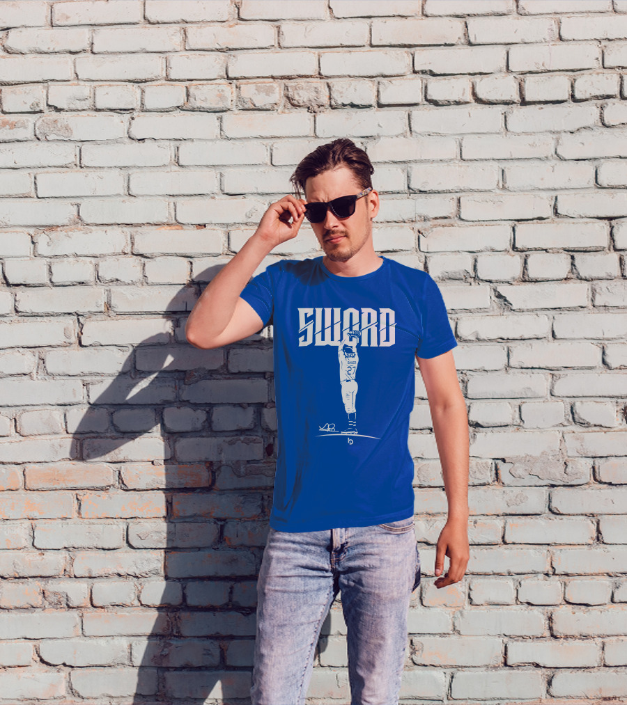 SWORD Trevor Bauer 27 Baseball Blue Merchandise T-Shirt