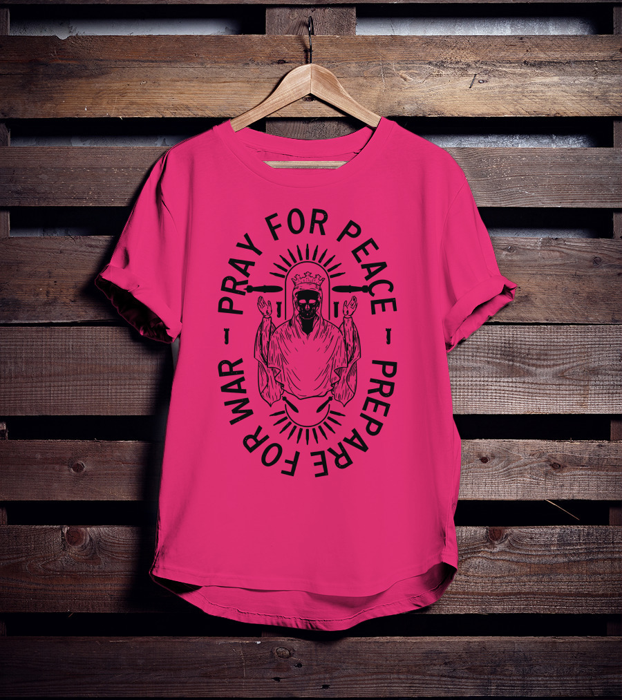 Lord Bell Pray For Peace Prepare For War Skeleton Halo T-Shirt