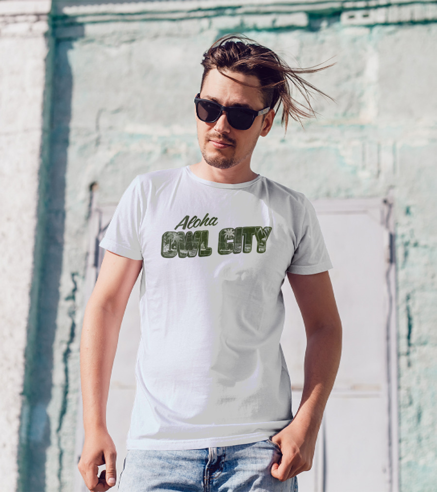 Aloha Owl City Palm Tree Green Tropical T-Shirt