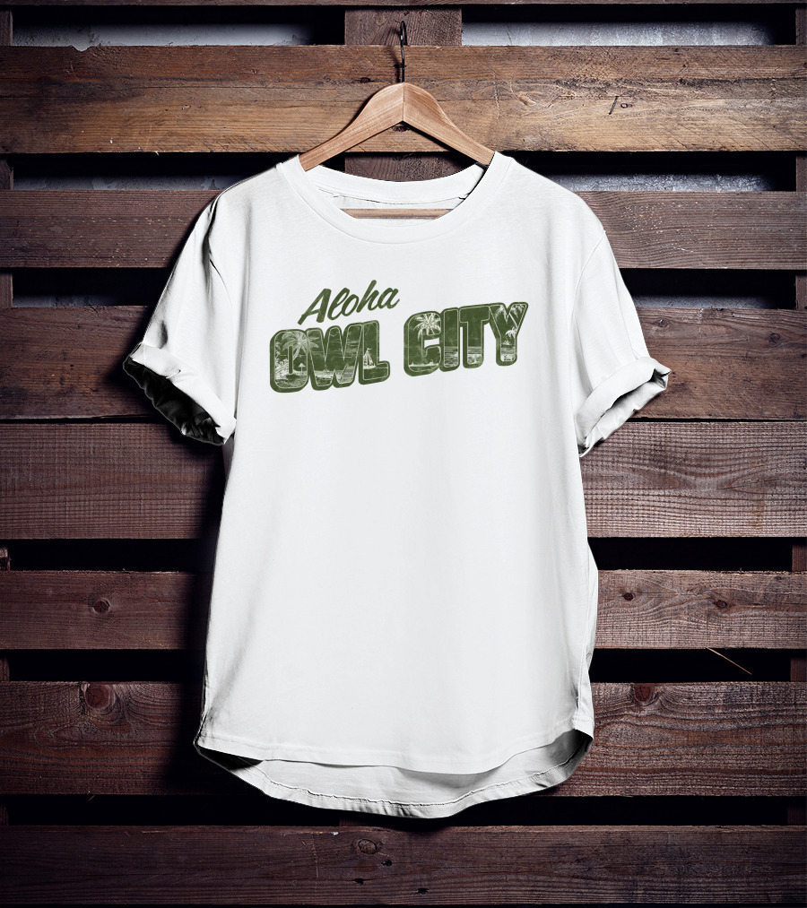 Aloha Owl City Palm Tree Green Tropical T-Shirt