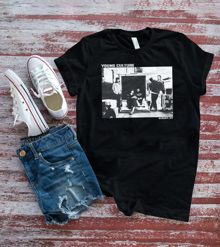 Young Culture Live Hanging Out In Albany NY Black And White Band Photo T-Shirt