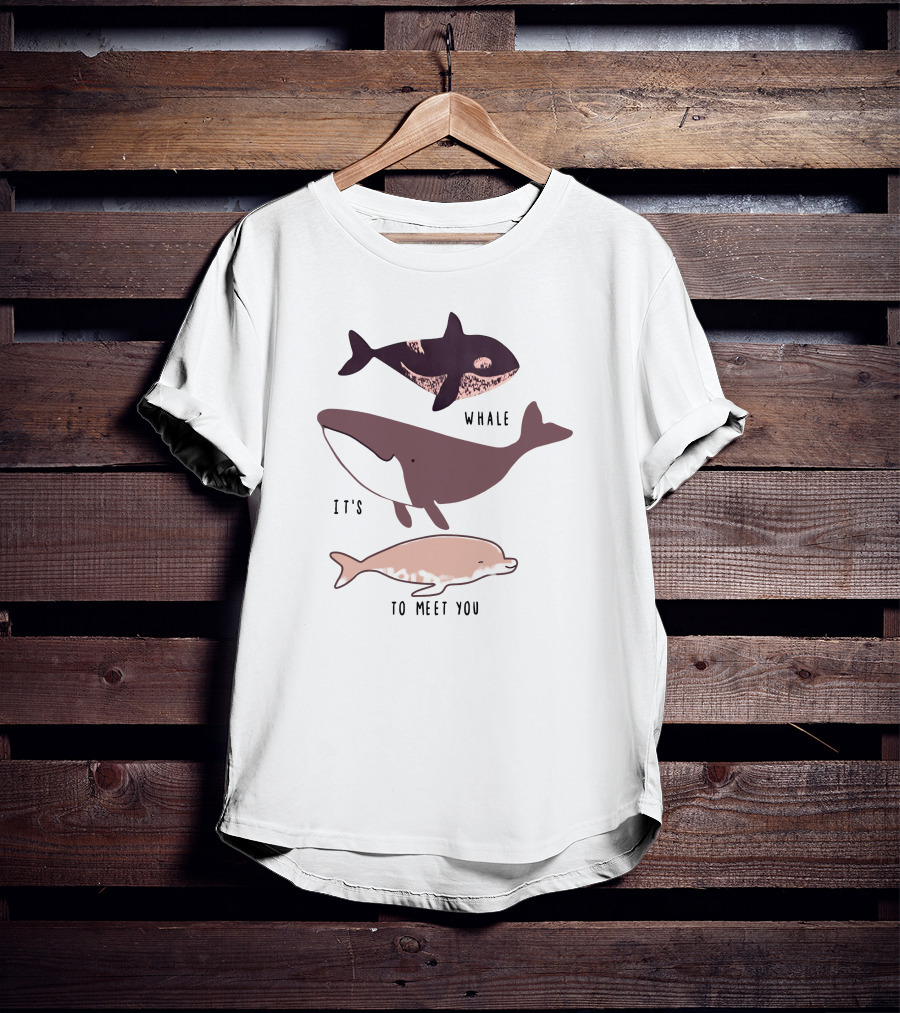Whale It's To Meet You Playful Ocean Creatures T-Shirt