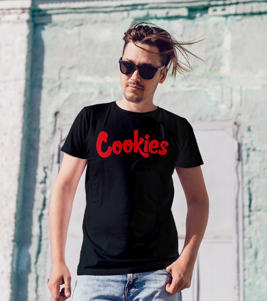 Matt Price Wears Cookies Text In Red T-Shirt