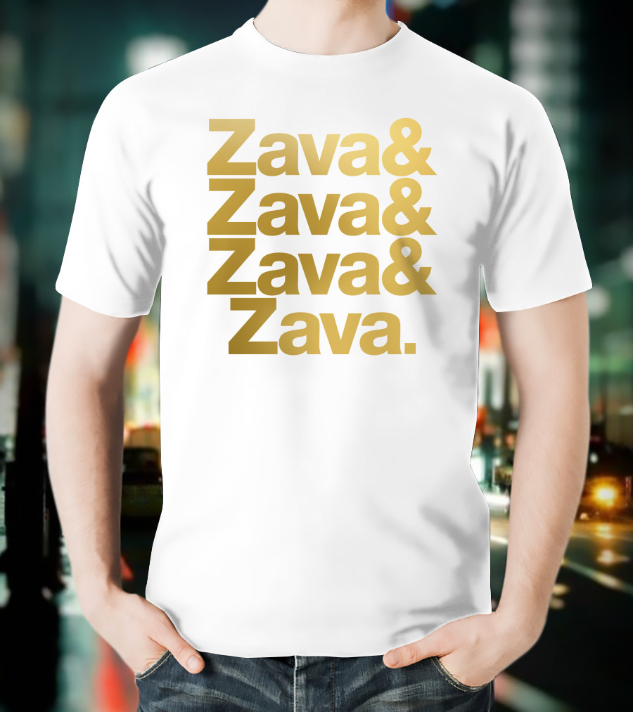 Zava Zava Zava Zava Gold Text Repetition T-Shirt