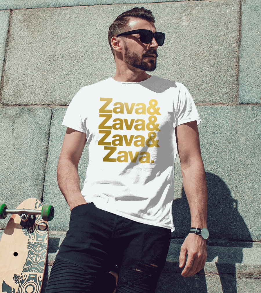 Zava Zava Zava Zava Gold Text Repetition T-Shirt