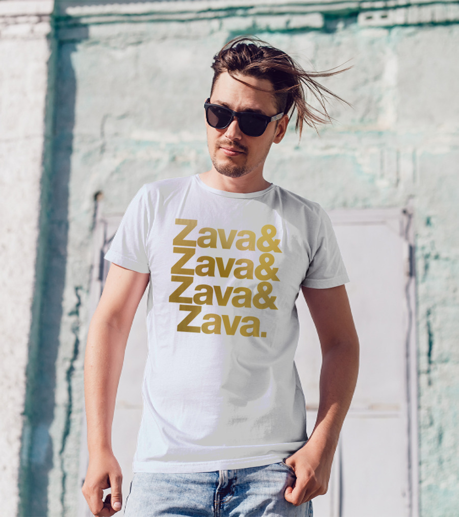 Zava Zava Zava Zava Gold Text Repetition T-Shirt