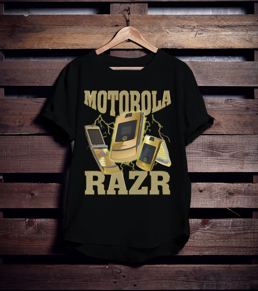 MOTOROLA RAZR Gold Flip Phone Lightning T-Shirt