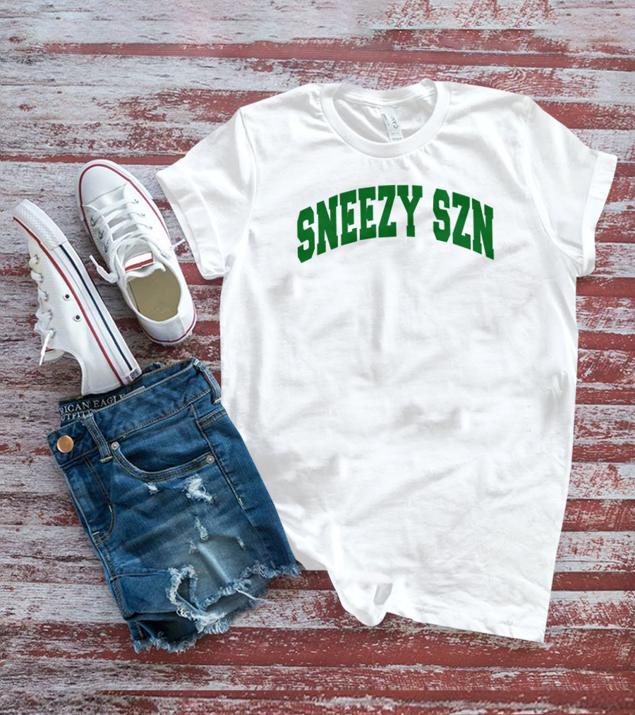 Sneezy Szn Green Text Arched T-Shirt