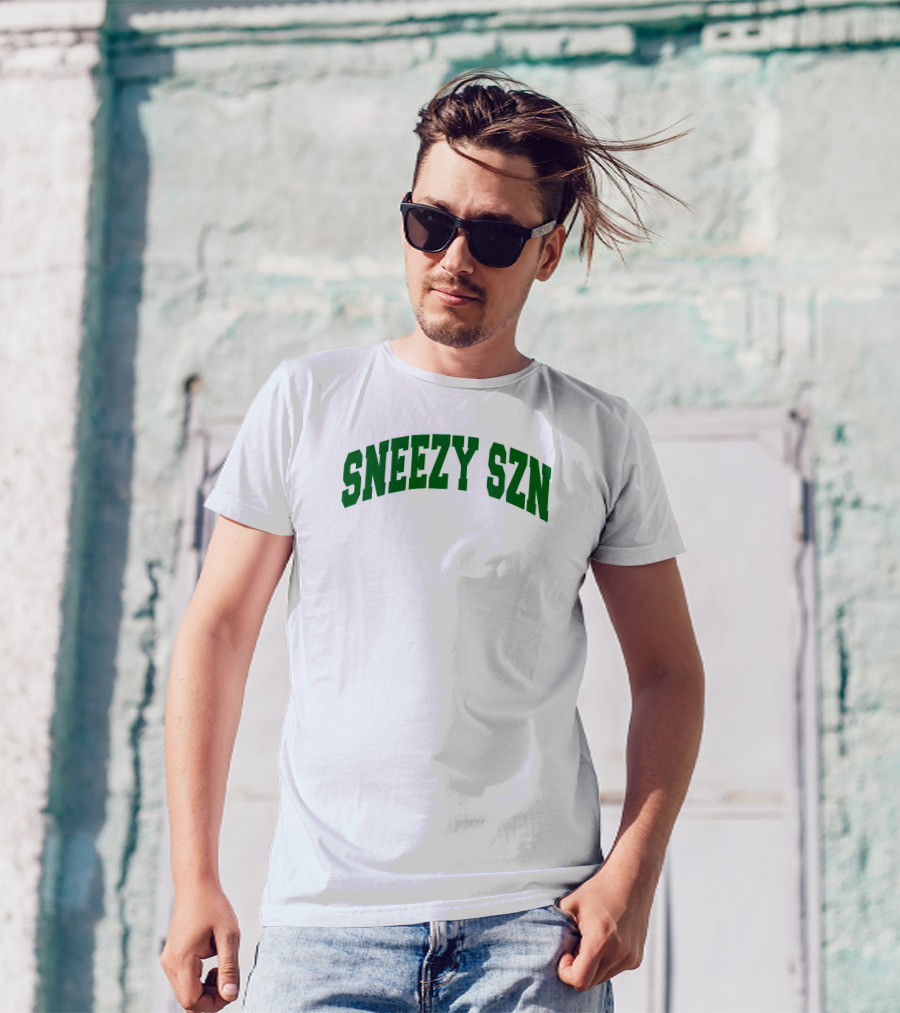 Sneezy Szn Green Text Arched T-Shirt