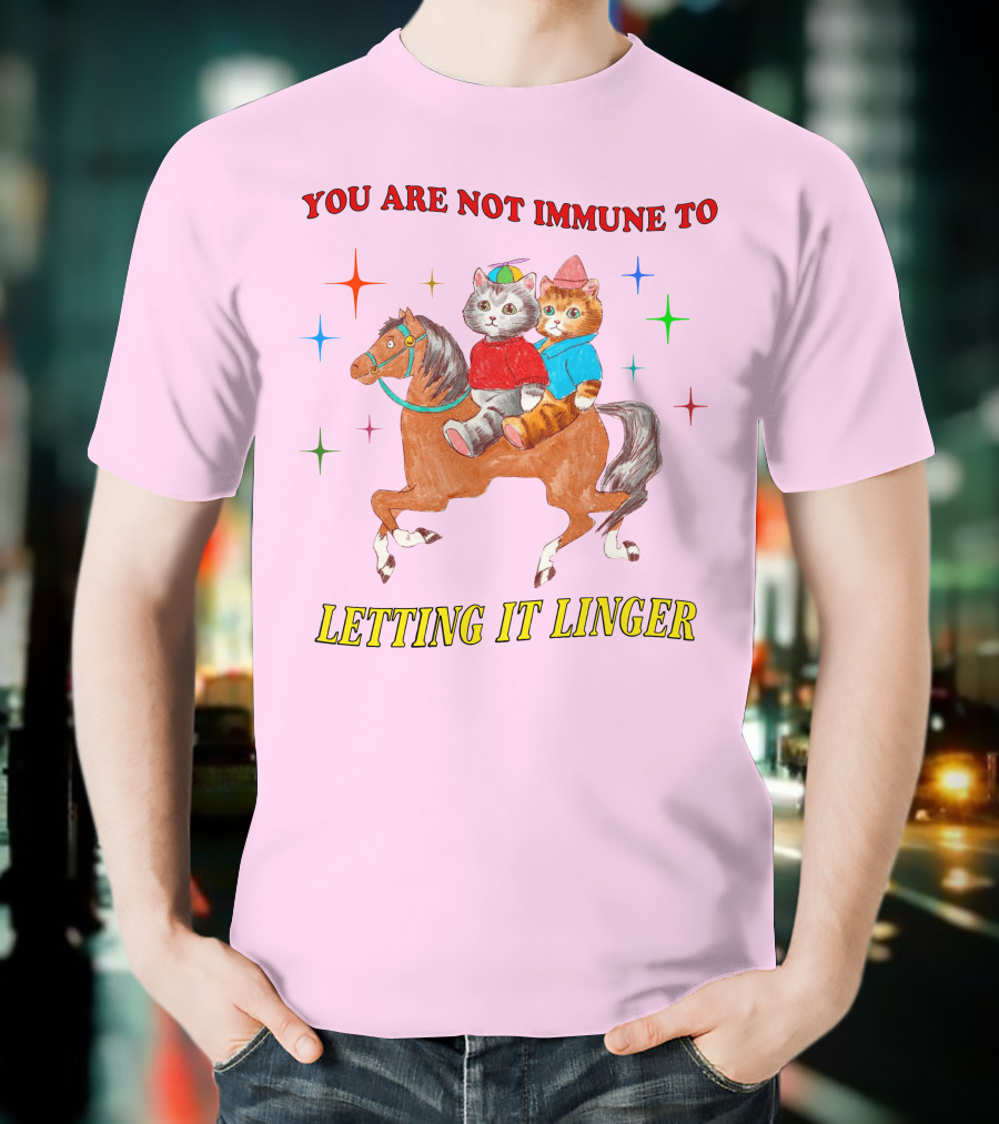You Are Not Immune To Letting It Linger Cats On Horse With Colorful Stars T-Shirt