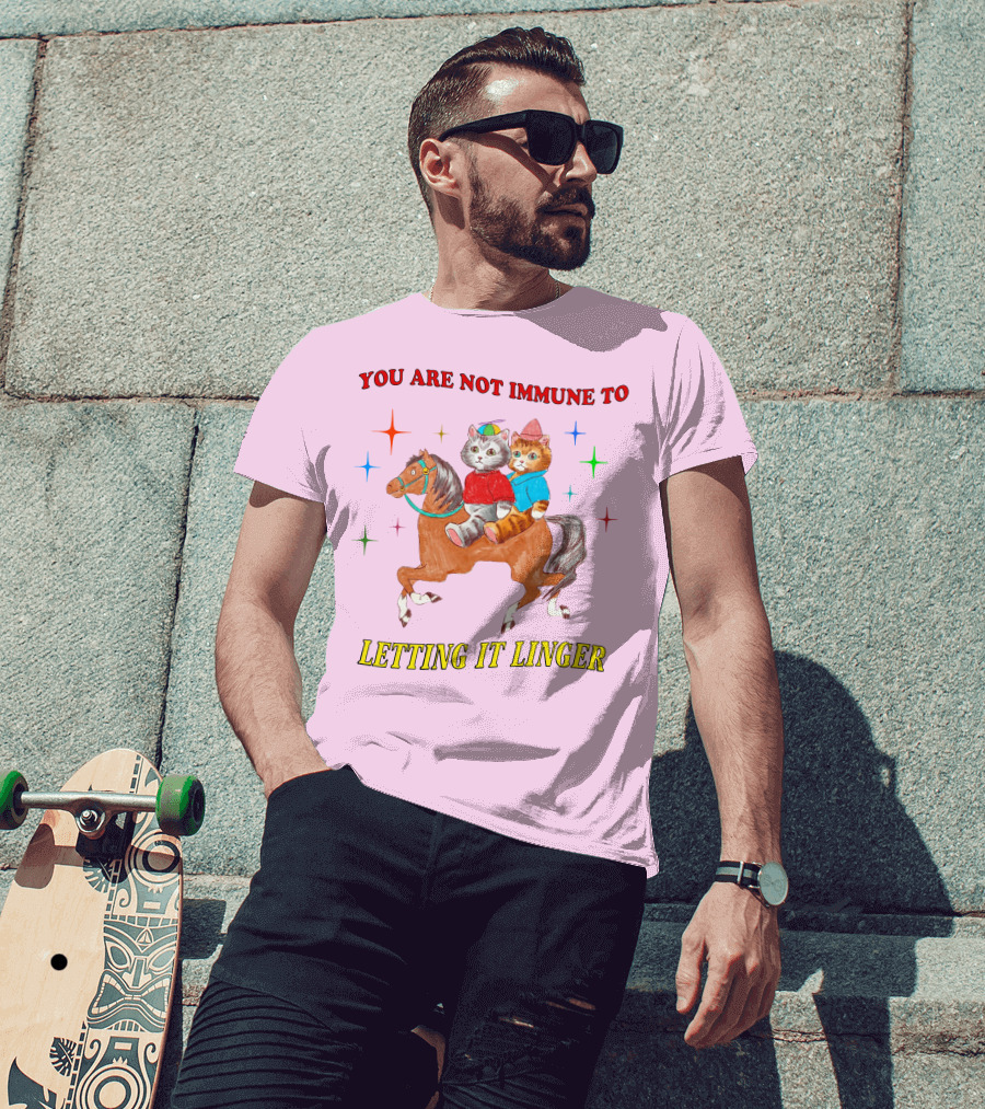 You Are Not Immune To Letting It Linger Cats On Horse With Colorful Stars T-Shirt