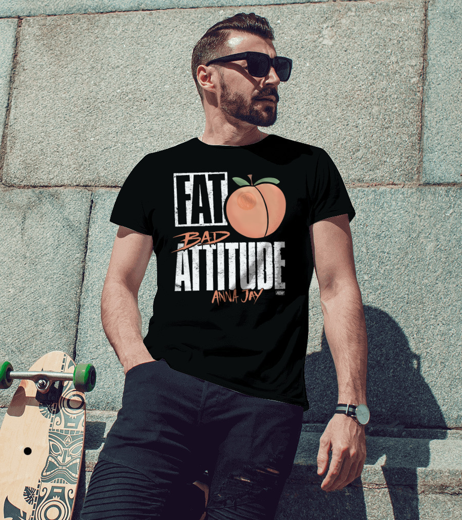 Fat Bad Attitude Anna Jay Aew Peach T-Shirt