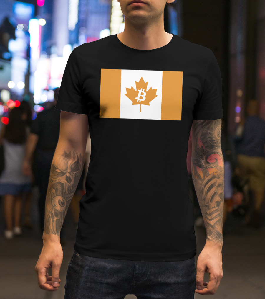 The Best Business Show Merch Bitcoin Canada Maple Leaf Orange Flag T-Shirt