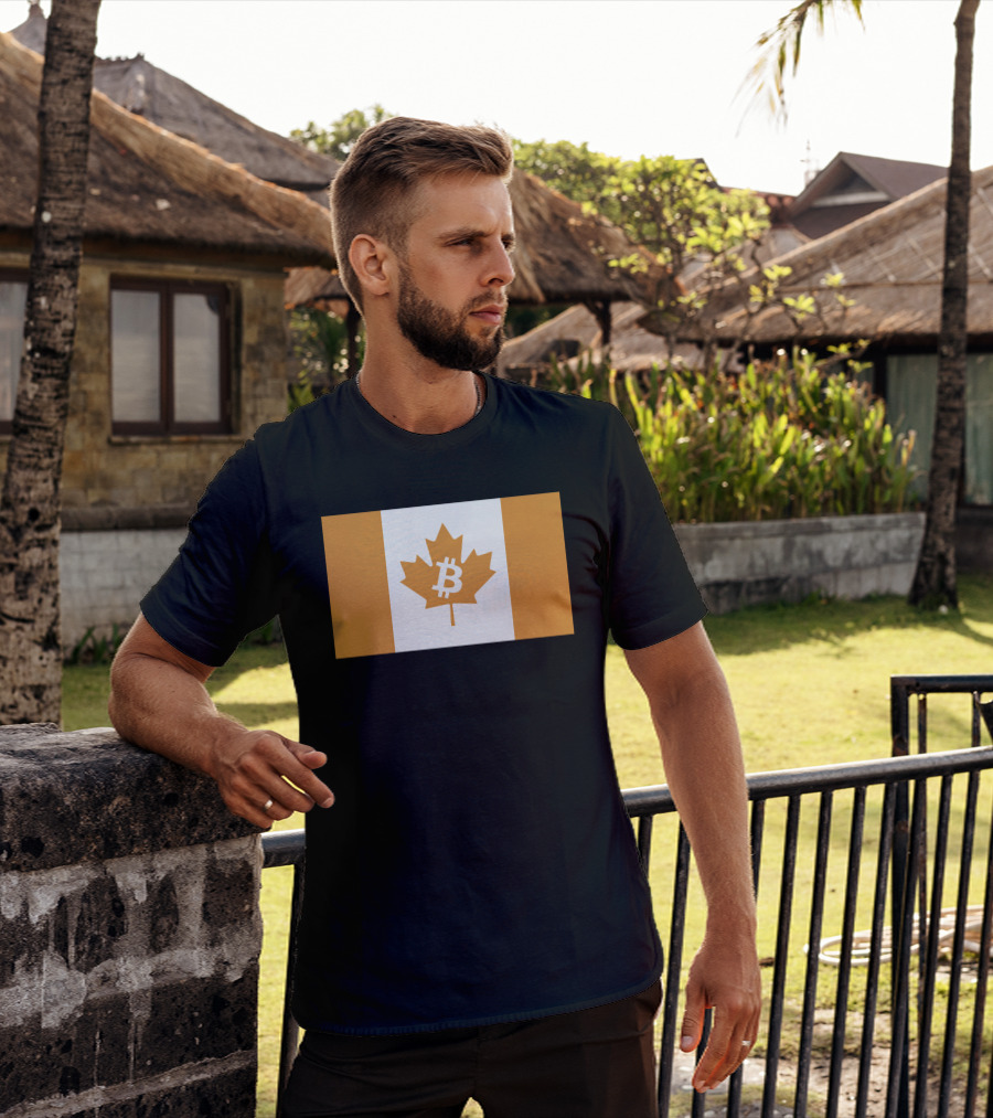 The Best Business Show Merch Bitcoin Canada Maple Leaf Orange Flag T-Shirt