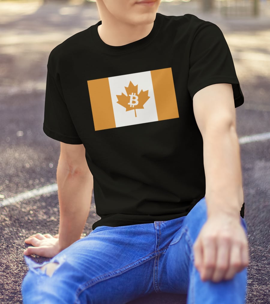 The Best Business Show Merch Bitcoin Canada Maple Leaf Orange Flag T-Shirt