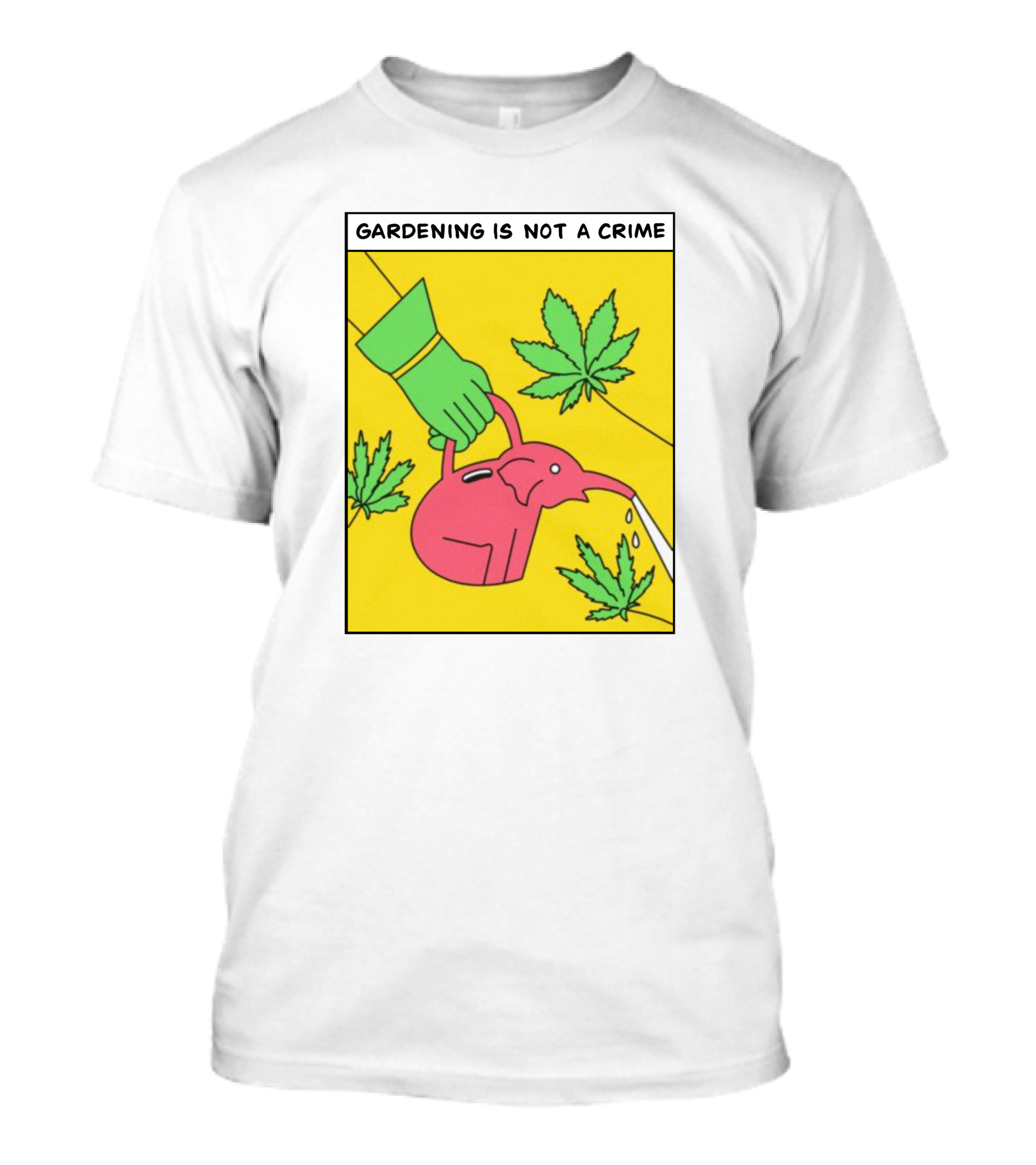 Gardening Is Not A Crime Hand Watering Can Cannabis Leaves T-Shirt